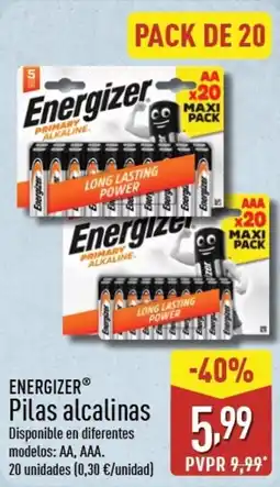 ALDI ENERGIZER Pilas alcalinas oferta