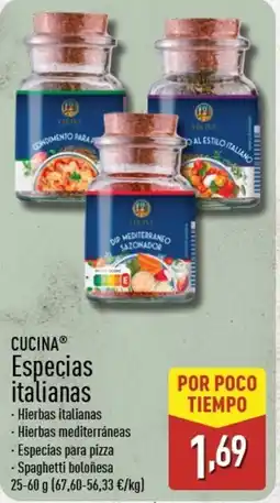 ALDI CUCINA Especias italianas oferta