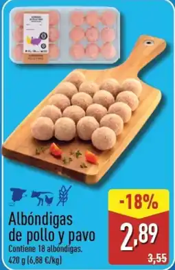 ALDI Albóndigas de pollo y pavo oferta