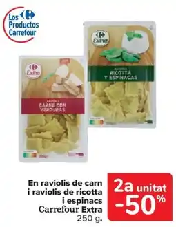 Carrefour Express En raviolis de carn i raviolis de ricotta i espinacs Carrefour Extra oferta