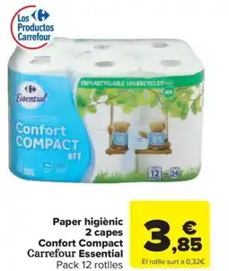 Carrefour Express Paper higiènic 2 capes Confort Compact Carrefour Essential oferta