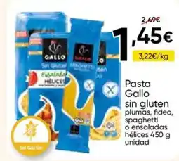 FROIZ GALLO Pasta sin gluten plumas, fideo, spaghetti o ensaladas hélices oferta