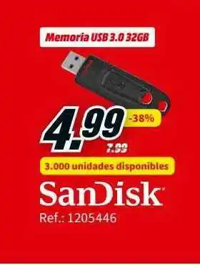 MediaMarkt Sandisck Memoria Usb 3.0 32gb oferta