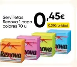 FROIZ RENOVA Servilletas 1 capa colores 70 u oferta