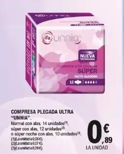 E.Leclerc UNNIA Compresa plegada ultra oferta