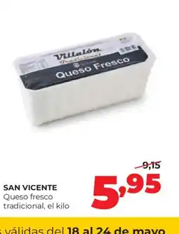 Alimerka SAN VICENTE Queso fresco tradicional, el kilo oferta