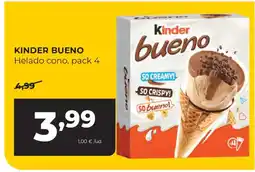 Alimerka KINDER BUENO Helado cono, pack 4 oferta