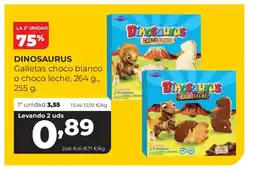 Alimerka DINOSAURUS Galletas choco blanco o choco leche oferta