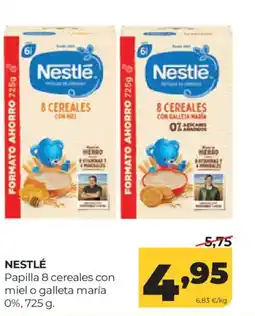 Alimerka NESTLÉ Papilla 8 cereales con miel o galleta maría 0% oferta