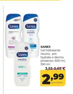 Alimerka SANEX Gel hidratante neutro, pro hydrate o dermo protector oferta