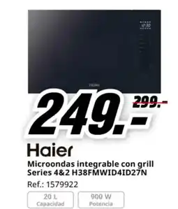 MediaMarkt HAIER Microondas integrable con grill Series 4&2 H38FMWID4ID27N oferta