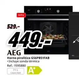 MediaMarkt AEG Horno pirolítico GS6PB51FAB oferta