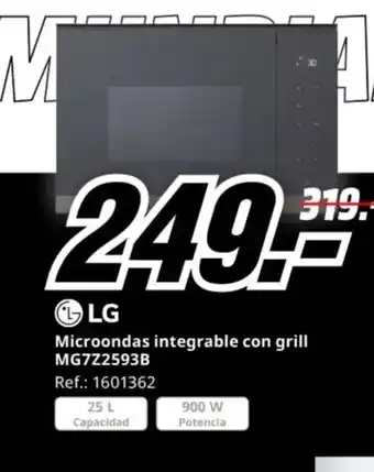MediaMarkt LG Microondas integrable con grill MG7Z2593B oferta