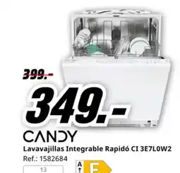 MediaMarkt CANDY Lavavajillas Integrable Rapidó CI 3E7L0W2 oferta