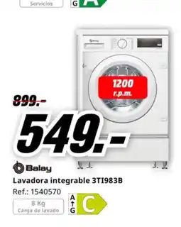 MediaMarkt BALAY Lavadora integrable 3T1983B oferta