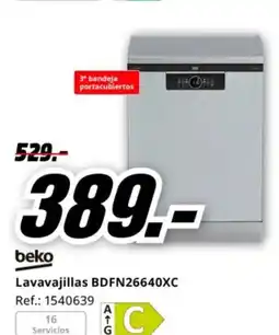 MediaMarkt BEKO Lavavajillas BDFN26640XC oferta