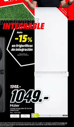 MediaMarkt HAIER Combi integrable ID Series HBW7518C oferta