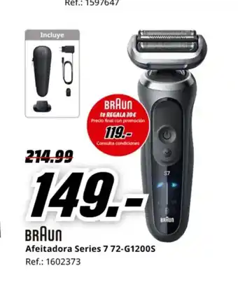 MediaMarkt BRAUN Afeitadora Series 7 72-G1200S oferta