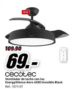 MediaMarkt CECOTEC Ventilador de techo con luz EnergySilence Aero 4280 Invisible Black oferta