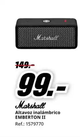 MediaMarkt MARSHALL Altavoz inalámbrico EMBERTON II oferta