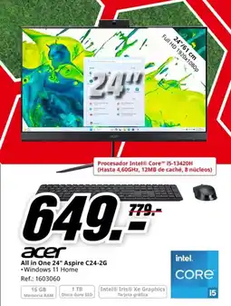 MediaMarkt ACER All in One 24" Aspire C24-2G oferta