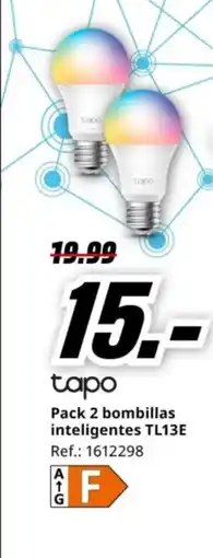 MediaMarkt TAPO Pack 2 bombillas inteligentes TL13E oferta