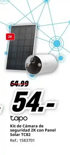 MediaMarkt TAPO Kit de Cámara de seguridad 2K con Panel Solar TC82 oferta
