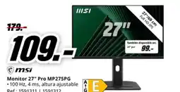 MediaMarkt MSI Monitor 27" Pro MP275PG oferta