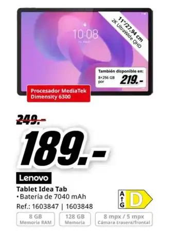 MediaMarkt LENOVO Tablet Idea Tab oferta