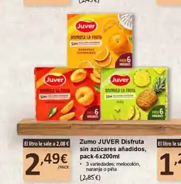 SPAR JUVER Zumo Disfruta sin azúcares añadidos, oferta