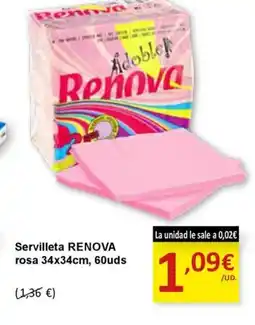 SPAR RENOVA Servilleta rosa oferta