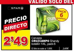 SPAR CRUZCAMPO Cerveza Shandy botellín 1/4L, pack-6 oferta