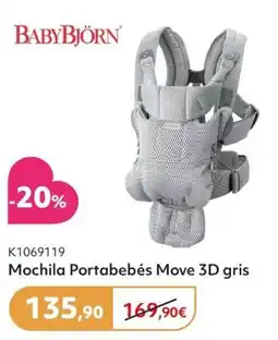 Prénatal BABYBJÖRN Mochila Portabebés Move 3D gris oferta