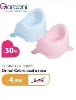 Prénatal GIORDANI Orinal Cebra azul o rosa oferta