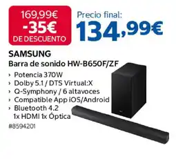 Costco SAMSUNG Barra de sonido HW-B650F/ZF oferta
