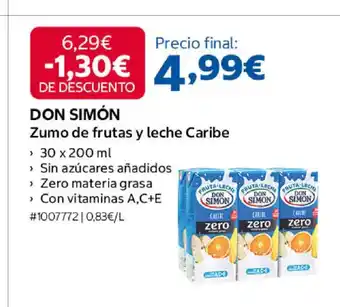 Costco DON SIMÓN Zumo de frutas y leche Caribe oferta