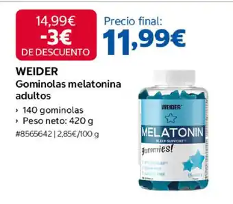 Costco WEIDER Gominolas melatonina adultos oferta