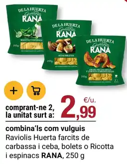 BonpreuEsclat RANA Raviolis Huerta farcits de carbassa i ceba, bolets o Ricotta i espinacs oferta
