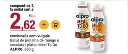 BonpreuEsclat ALPRO Batut de proteïna de mango o xocolata i plàtan Meal To Go oferta
