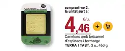 BonpreuEsclat TERRA I TAST Canelons amb beixamel d'espinacs i formatge oferta