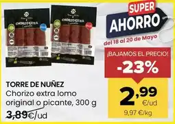 Autoservicios Familia Torre de núñez - chorizo extra lomo original o picante oferta