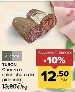 Autoservicios Familia Turon - chorizo o salchichon a la pimienta oferta