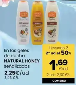 Autoservicios Familia Natural honey - en los geles de ducha senalizados oferta
