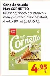 Alcampo Cornetto max pistacho 4x90ml 260gr oferta