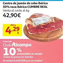 Alcampo Jamon cebo iberico 50% raza iberica cumbre real centro oferta