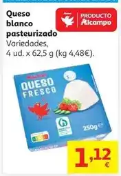 Alcampo Q.blanco pasteurizado auchan 4 x 62,5 oferta