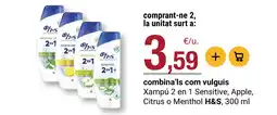 BonpreuEsclat H&S Xampú 2 en 1 Sensitive, Apple, Citrus o Menthol oferta
