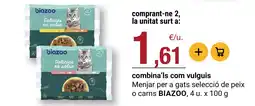 BonpreuEsclat BIAZOO Menjar per a gats selecció de peix o carns oferta