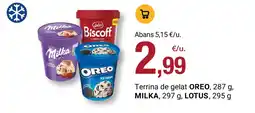 BonpreuEsclat OREO MILKA LOTUS Terrina de gelat oferta