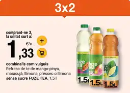 BonpreuEsclat FUZE TEA Refresc de te de mango-pinya, maracujà, llimona, préssec o llimonal sense sucre oferta